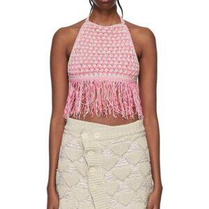 Marco Rambaldi SSENSE Exclusive Knitted Braided Fringe Halter Top NWT Sz XS‎